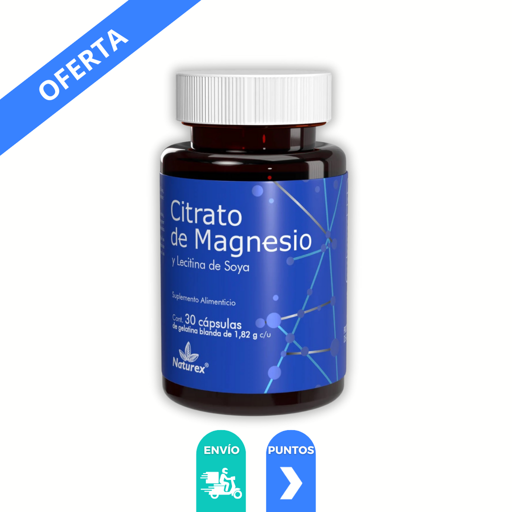 [3780] CITRATO DE MAGNESIO LECITINA DE SOYA 1.82 G C/30 CAP SUPLEMENTO ALIMENTICIO LAB NATUREX