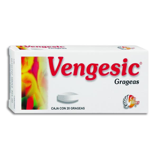 FENILBUTAZONA DEXAMETASONA METOCARBAMOL ALUMINIO 100/0.5/200/200 MG C/20 GRAGEAS VENGESIC LAB COLLINS