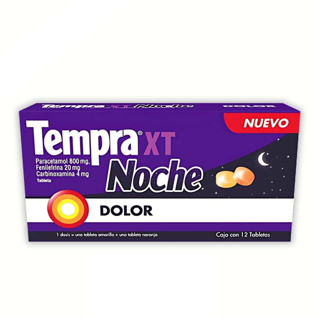 [3812] TEMPRA XT NOCHE 800/20/4 MG C/12 TAB PARACETAMOL FENILEFRINA CARBINOXAMINA LAB LAB RB SALUTE