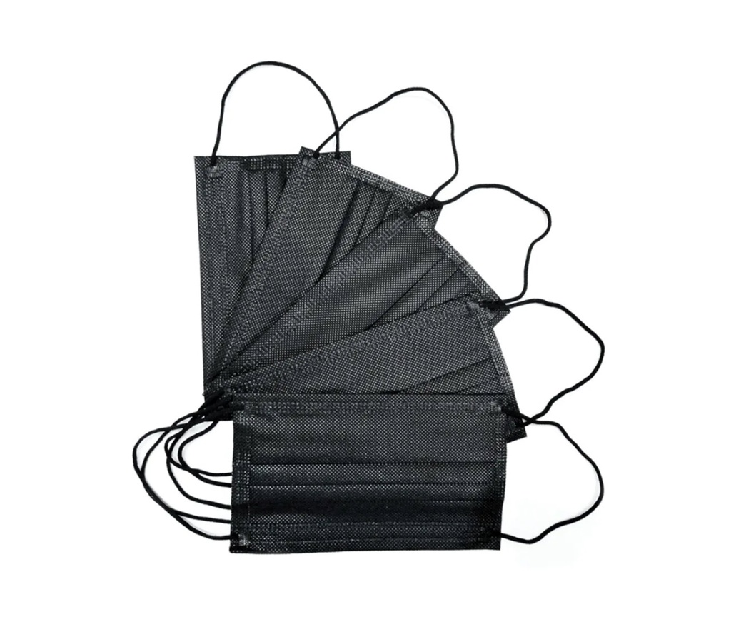 CUBREBOCAS TRES PLIEGOS PAR NEGRO NO ESTERIL AMBIDERM