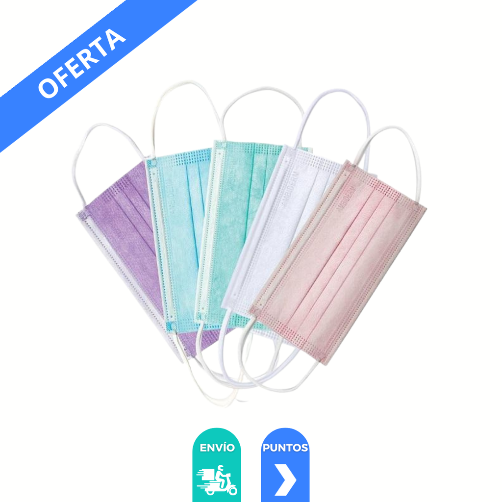 CUBREBOCAS TRES PLIEGOS PAR DESECHABLE COLORES AMBIDERM