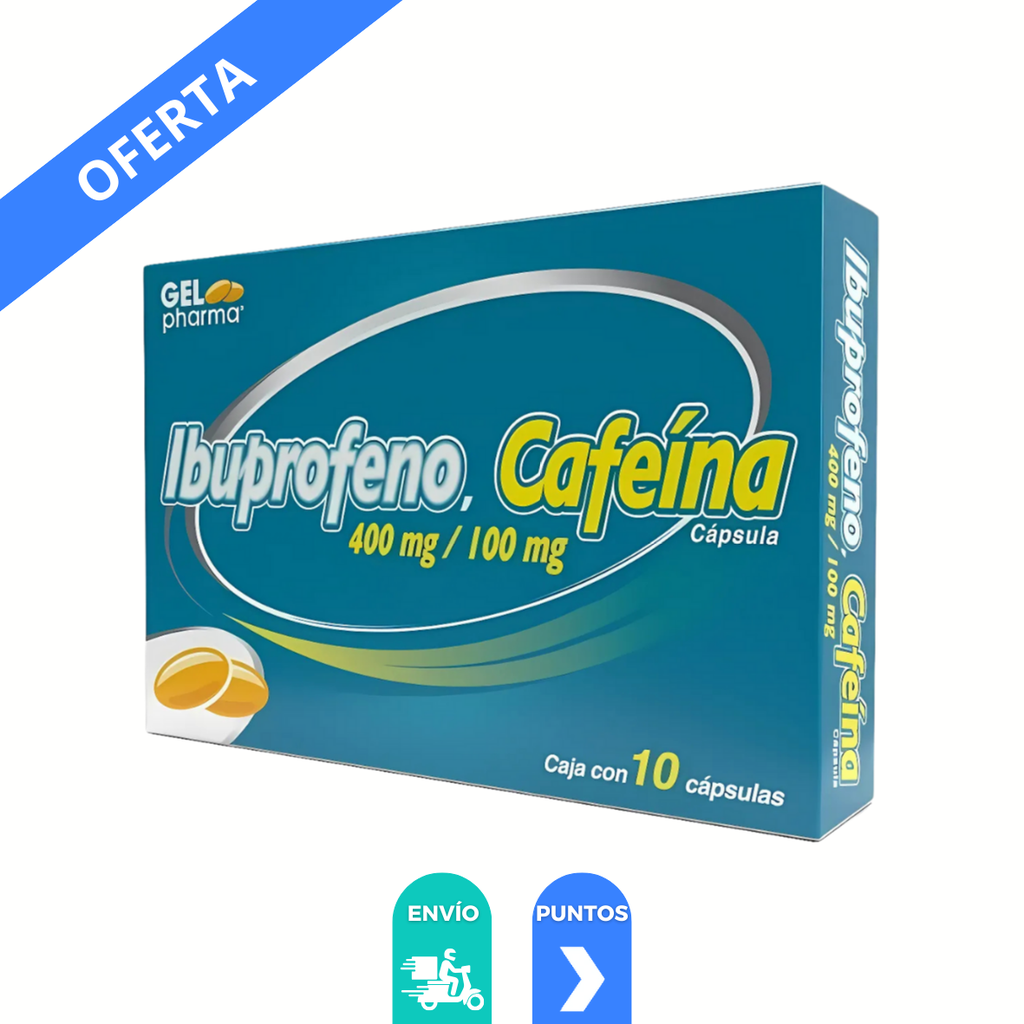 IBUPROFENO CAFEINA 400/100 MG C/10 CAP LAB GELPHARMA