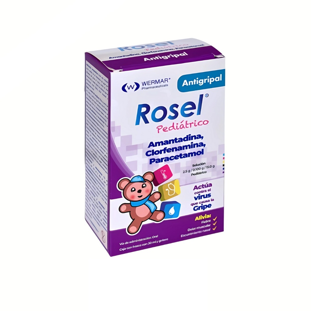 [4000] AMANTADINA CLORFENAMINA PARACETAMOL SOL PEDIATRICA 2.5/0.1/15 G/100 ML FCO GOTERO C/30 ML ROSEL PEDIATRICO LAB WERMAR