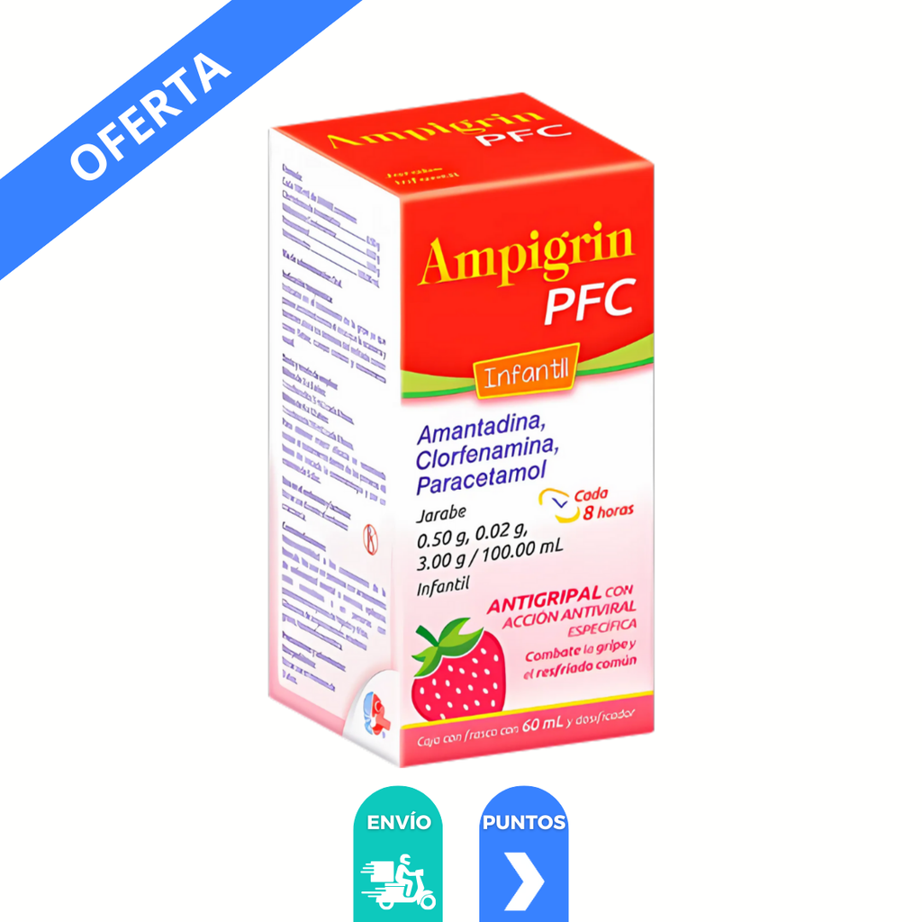 AMANTADINA CLORFENAMINA PARACETAMOL JARABE 0.5/0.2/3 G/100 ML C/60 ML AMPIGRIN PFC INFANTIL LAB COLLINS