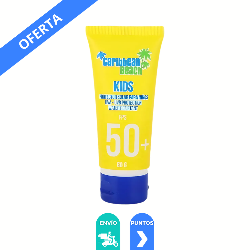 BLOQUEADOR SOLAR PARA NIÑOS KIDS FPS 45 TUBO C/60 G CARIBBEAN BEACH