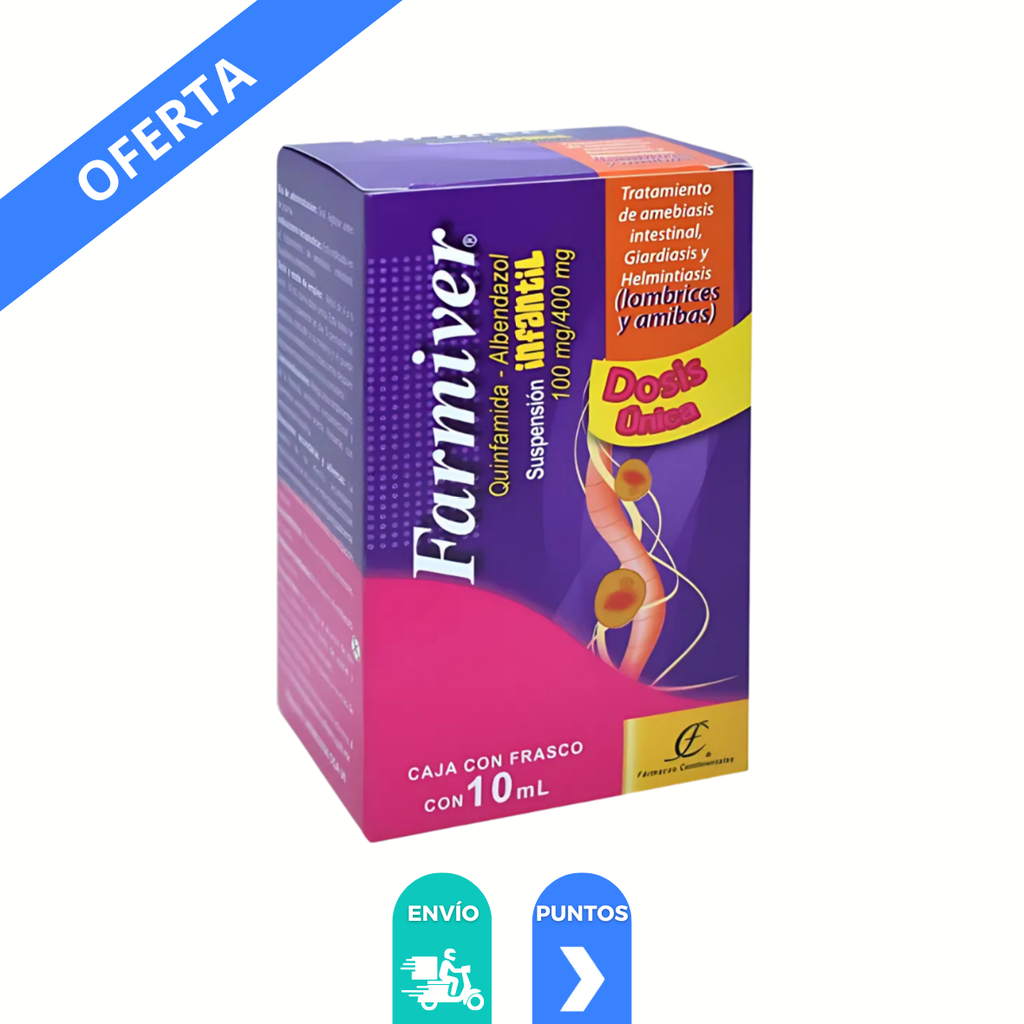 QUINFAMIDA ALBENDAZOL SUSP 100/400 MG/10 ML FARMIVER INFANTIL LAB FARMACOS CONTINENTALES