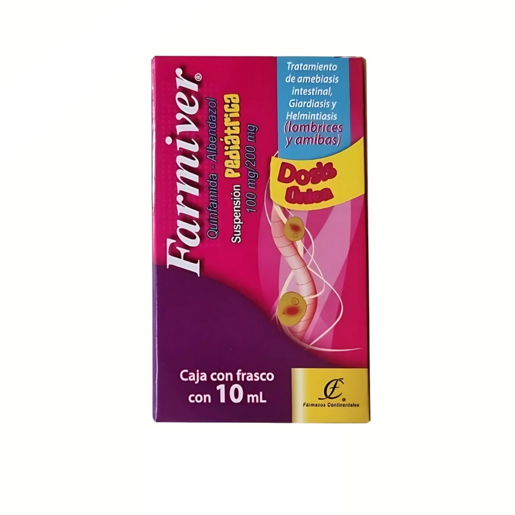 QUINFAMIDA ALBENDAZOL SUSP 100/200 MG/10 ML FARMIVER PEDIATRICA LAB FARMACOS CONTINENTALES