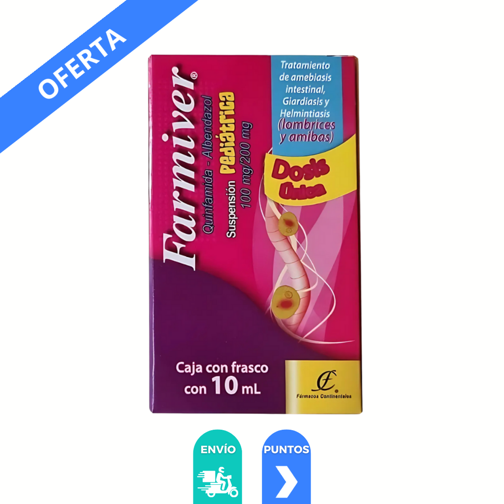 QUINFAMIDA ALBENDAZOL SUSP 100/200 MG/10 ML FARMIVER PEDIATRICA LAB FARMACOS CONTINENTALES