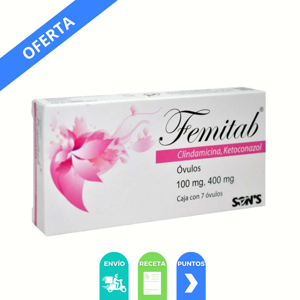 CLINDAMICINA KETOCONAZOL 100/400 MG C/7 OVULOS VAGINALES FEMITAB LAB SONS