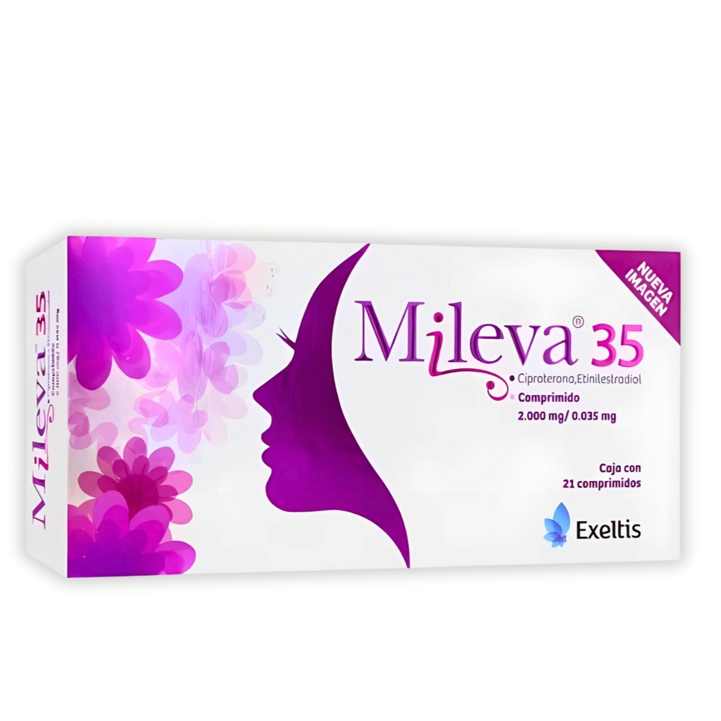 CIPROTERONA ETINILESTRADIOL 2/0.035 MG C/21 COMPRIMIDOS MILEVA 35 LAB EXELTIS