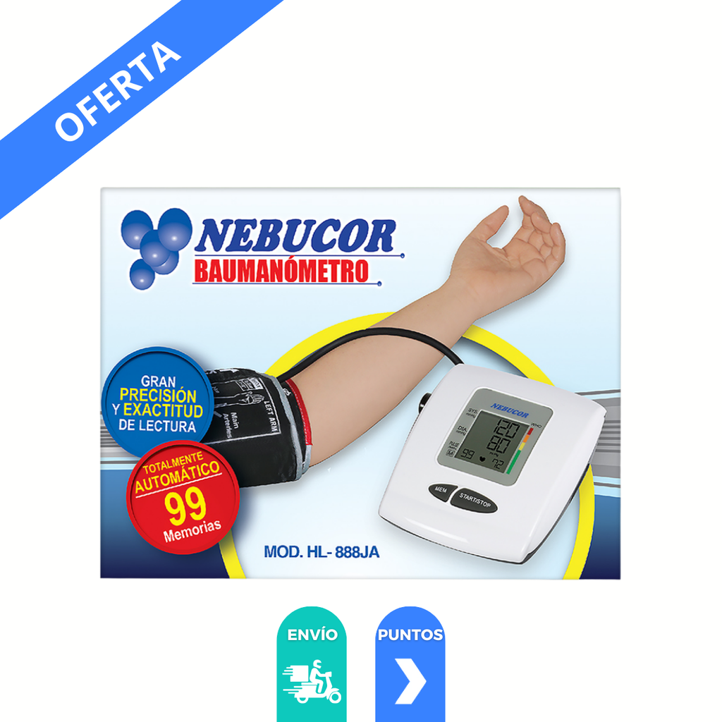 BAUMANOMETRO DE BRAZO PRESION ARTERIAL DIGITAL AUTOMATICO MOD HL-888JA NEBUCOR