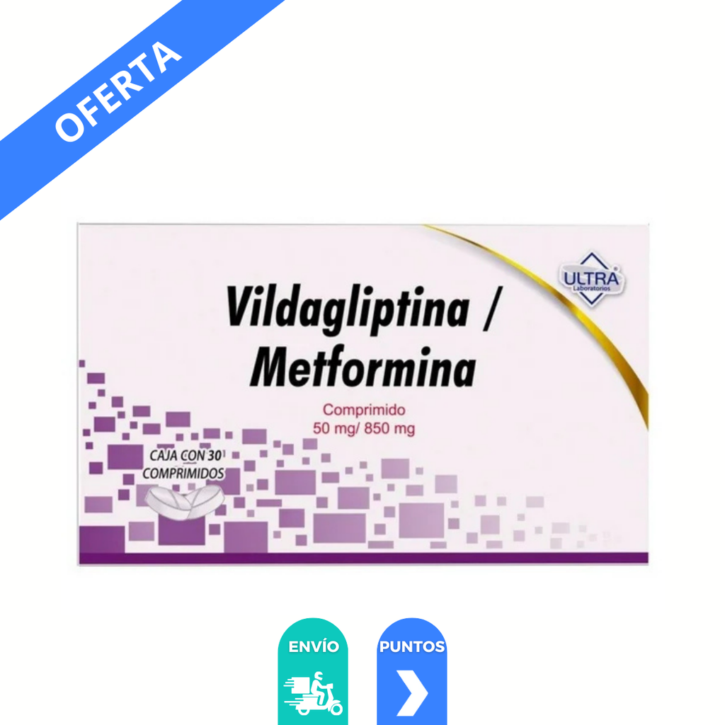 VILDAGLIPTINA METFORMINA 50/850 MG C/30 COMPRIMIDOS LAB ULTRA