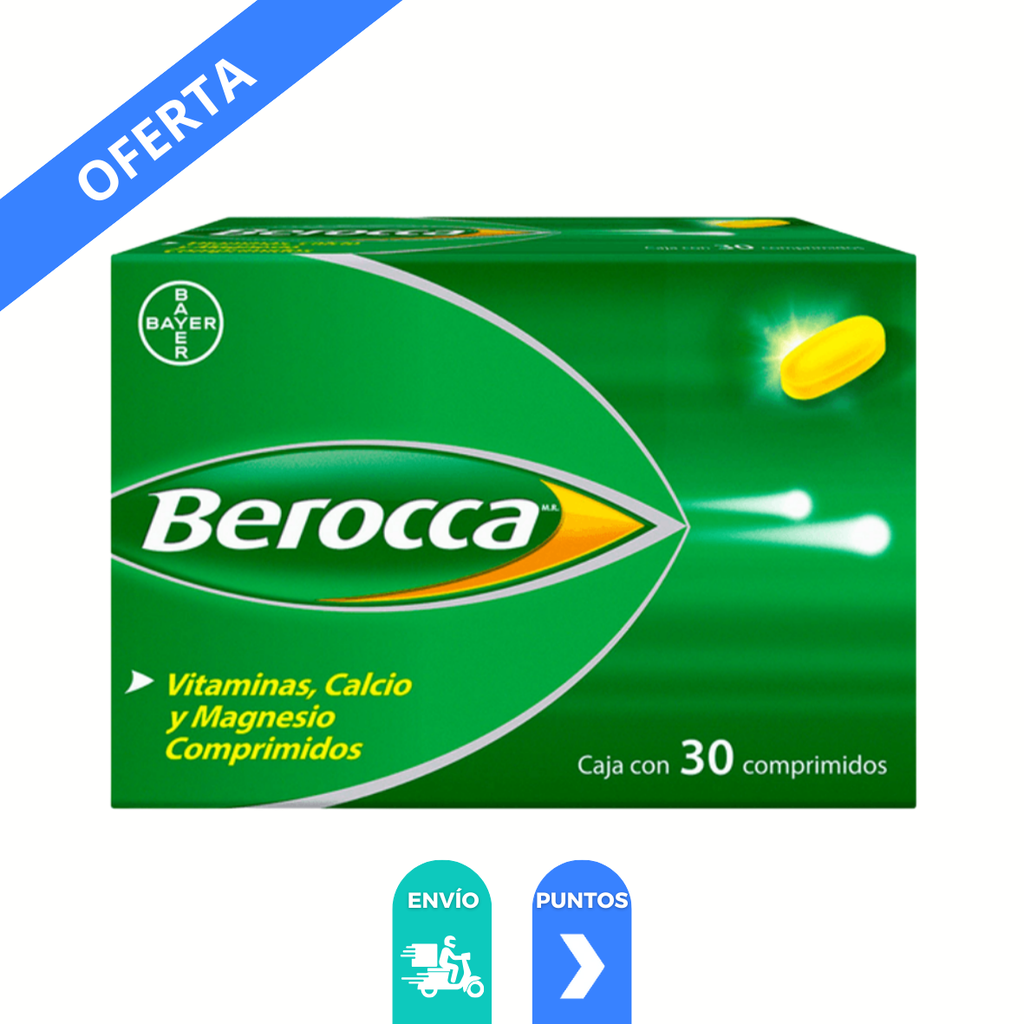 BEROCCA C/30 COMPRIMIDOS EFERVESCENTES VITAMINAS CALCIO MAGNESIO LAB BAYER