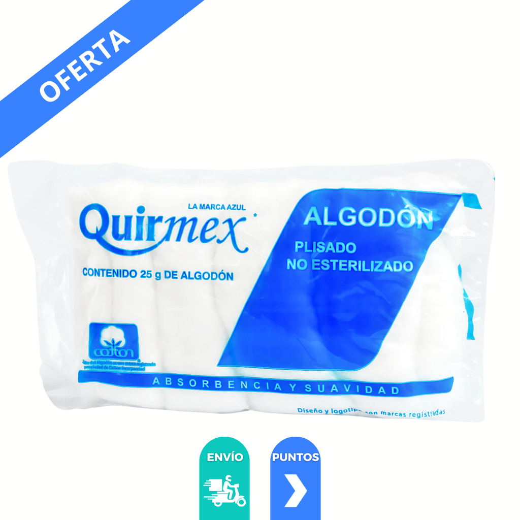 ALGODON ABSORBENTE PLISADO C/25 G QUIRMEX