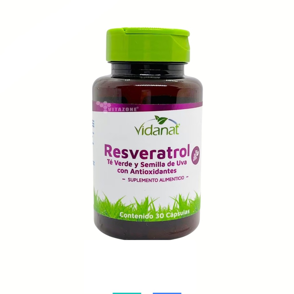 RESVERATROL C/30 CAP SUPLEMENTO ALIMENTICIO TE VERDE SEMILLA DE UVA ANTIOXIDANTES LAB VIDANAT