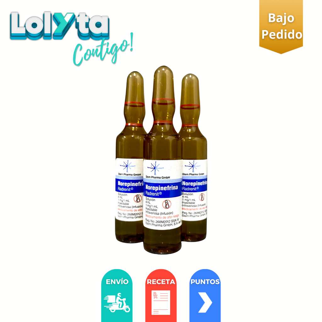 NOREPINEFRINA SOL INY 4 MG/4 ML PIEZA RADRENIT LAB STERN PHARMA