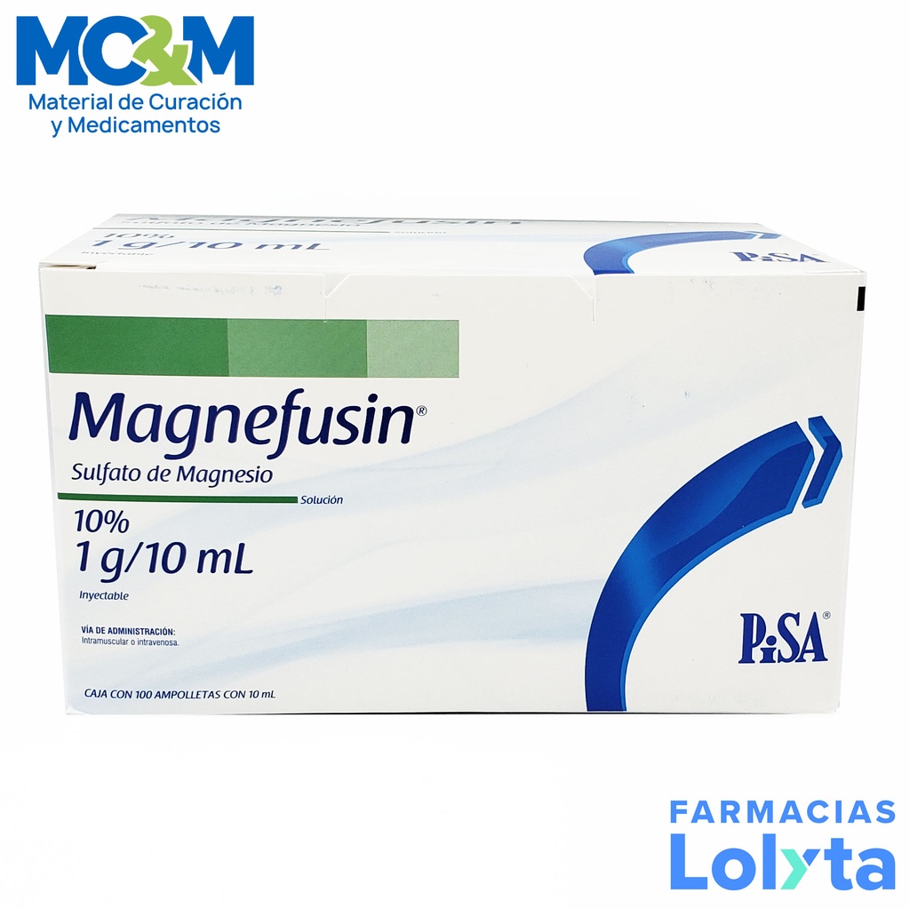 SULFATO DE MAGNESIO 10% SOL INY 1 G/10 ML PIEZA MAGNEFUSIN LAB PISA