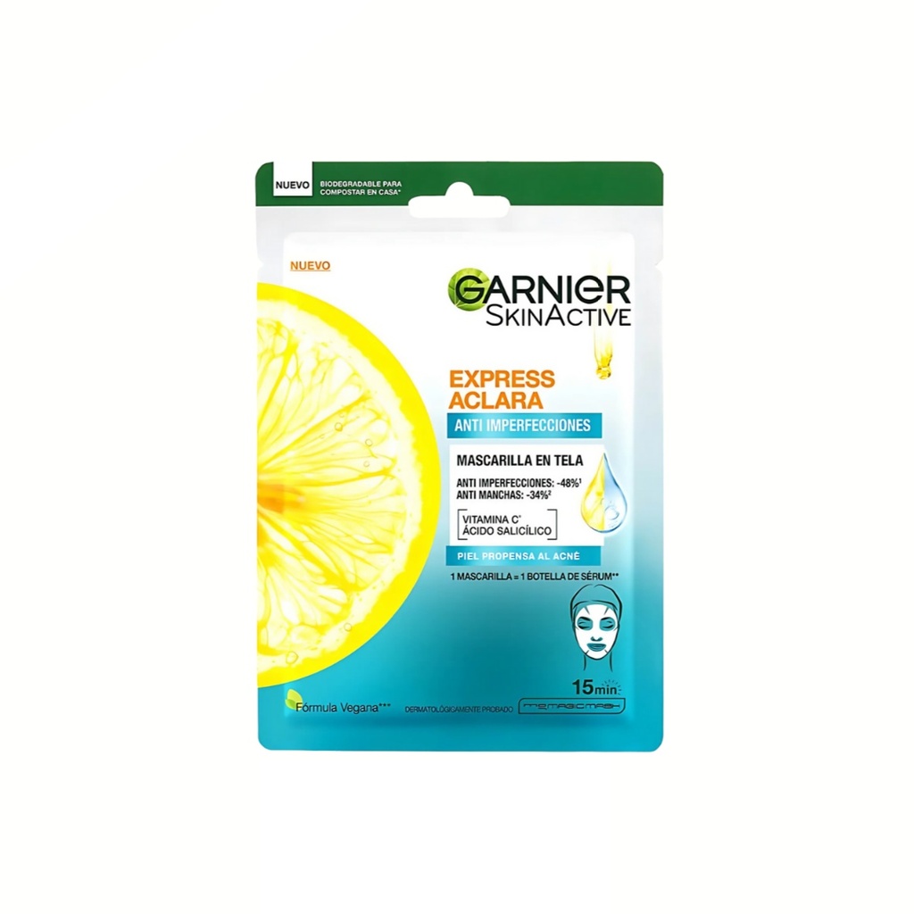 [2652] SKIN ACTIVE MASCARILLA EXPRESS ACLARA VITAMINA C ACIDO SALICILICO PIEL PROPENSA AL ACNE GARNIER