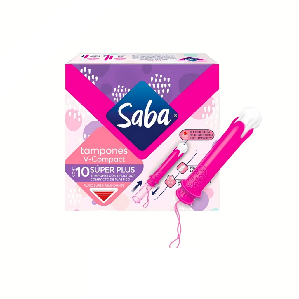 SABA V-COMPACT SUPER PLUS FLUJO SUPER ABUNDANTE C/10 TAMPONES CON APLICADOR ESSITY