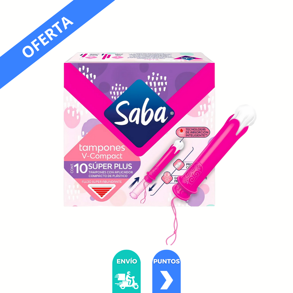 SABA V-COMPACT SUPER PLUS FLUJO SUPER ABUNDANTE C/10 TAMPONES CON APLICADOR ESSITY