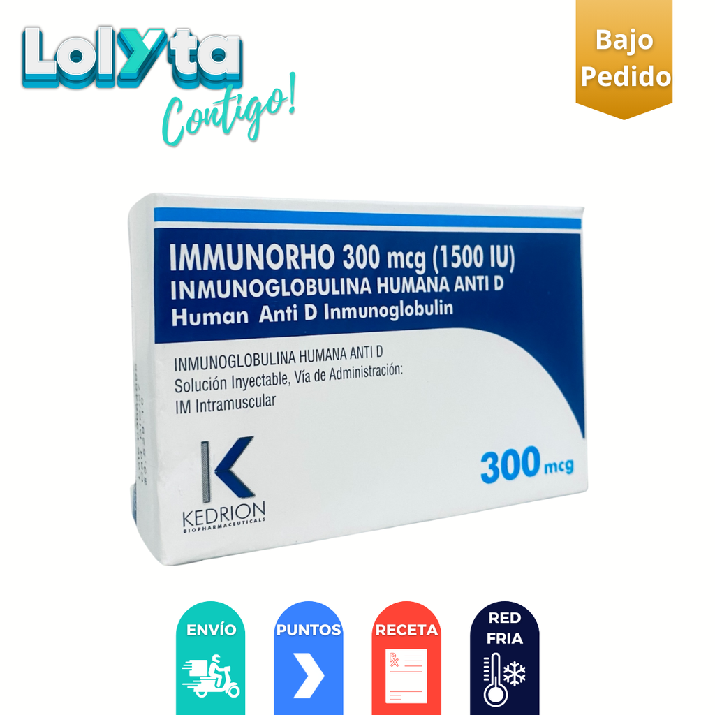 INMUNOGLOBULINA HUMANA ANTI-D SOL INY 300 MCG/2 ML IMMUNORHO LAB KEDRION (RF)