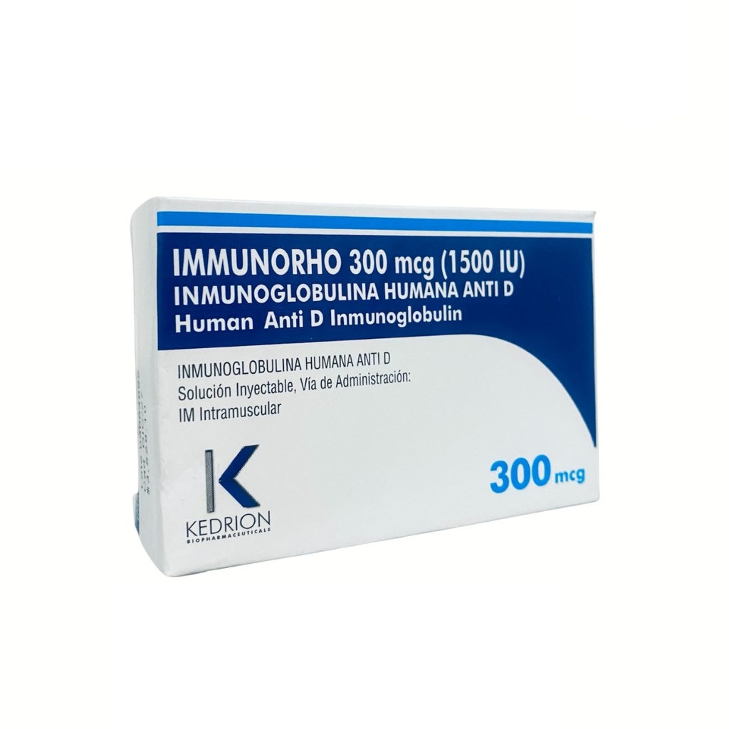 INMUNOGLOBULINA HUMANA ANTI-D SOL INY 300 MCG/2 ML IMMUNORHO LAB KEDRION (RF)