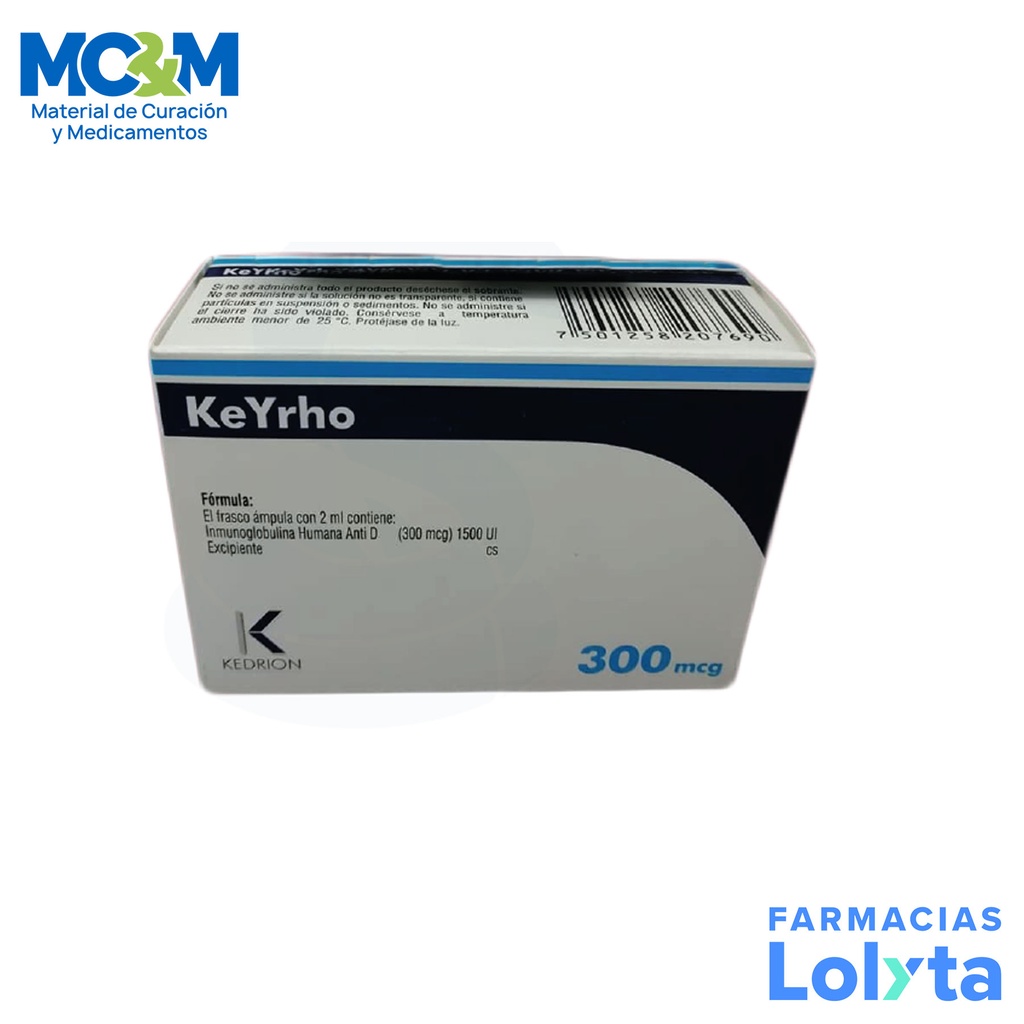 INMUNOGLOBULINA HUMANA ANTI-D SOL INY 300 MCG/2ML KEYRHO LAB KEDRION (RF)