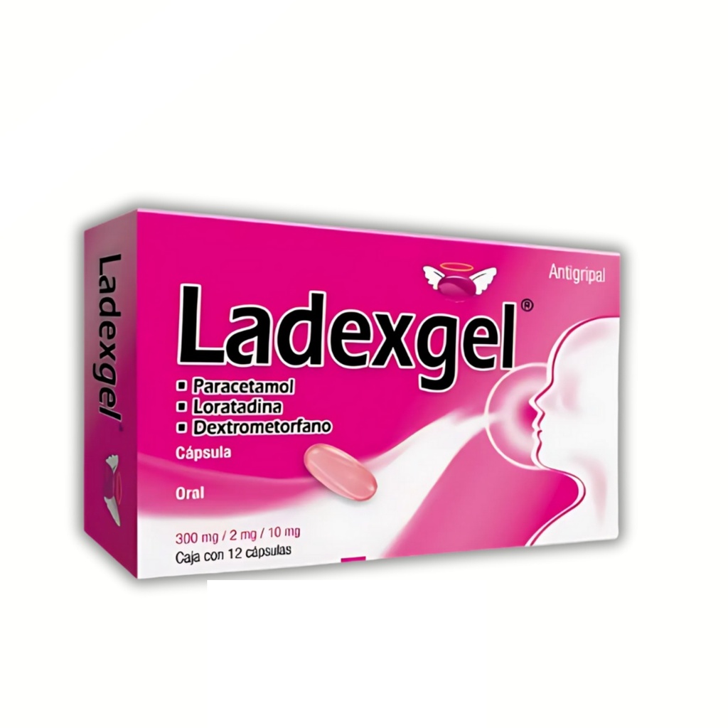 PARACETAMOL LORATADINA DEXTROMETORFANO 300/2/10 MG C/12 CAP LADEXGEL LAB PROGELA