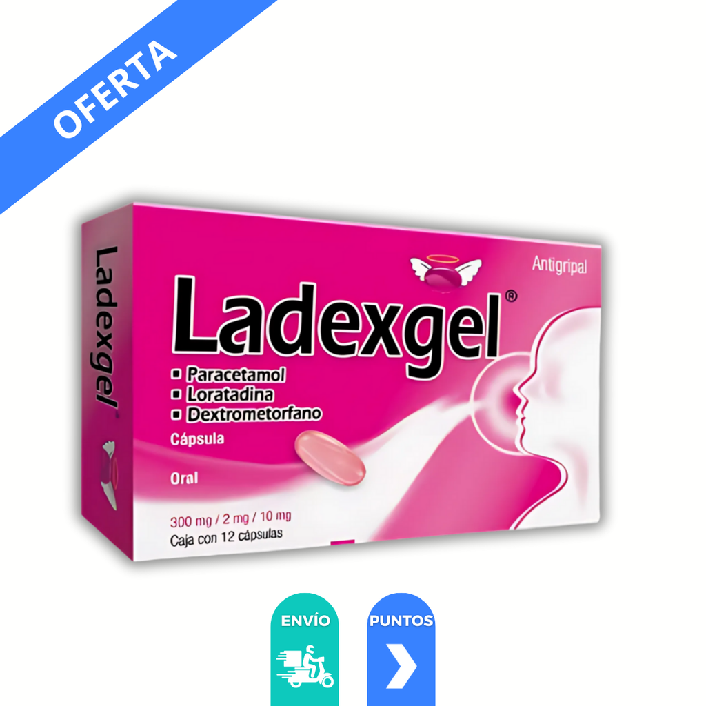 PARACETAMOL LORATADINA DEXTROMETORFANO 300/2/10 MG C/12 CAP LADEXGEL LAB PROGELA