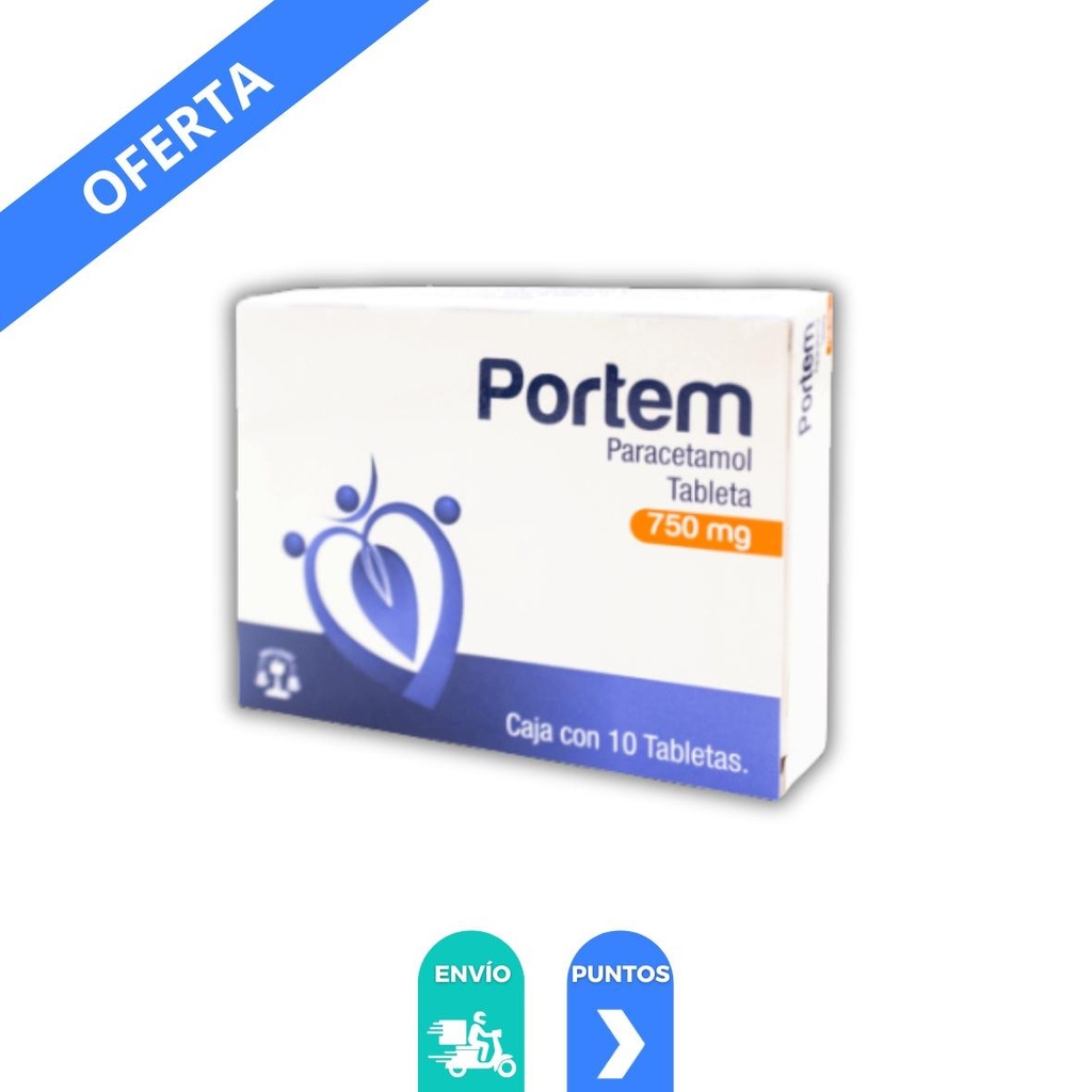 PARACETAMOL 750 MG C/10 TAB PORTEM LAB BRULUART
