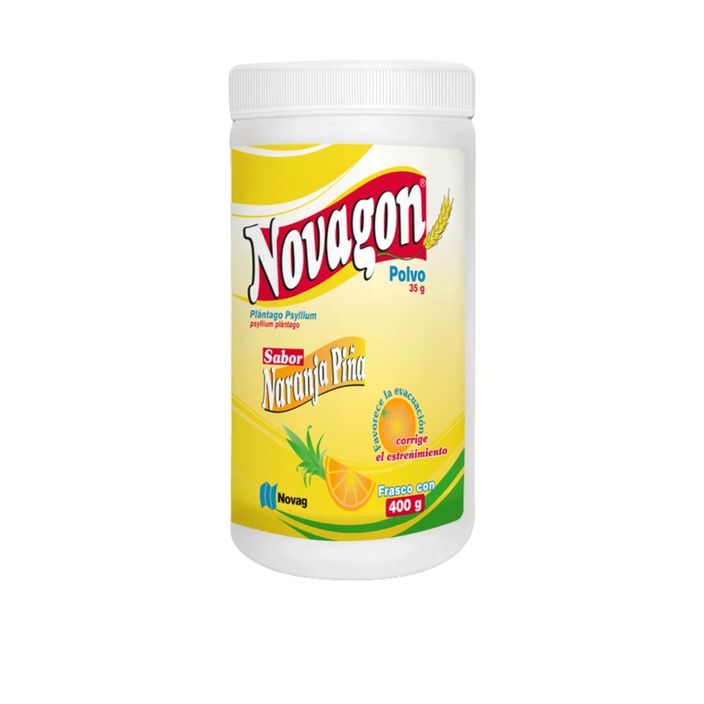 PLANTAGO PSYLLIUM POLVO C/400 G NOVAGON SABOR NARANJA PIÑA LAB NOVAG