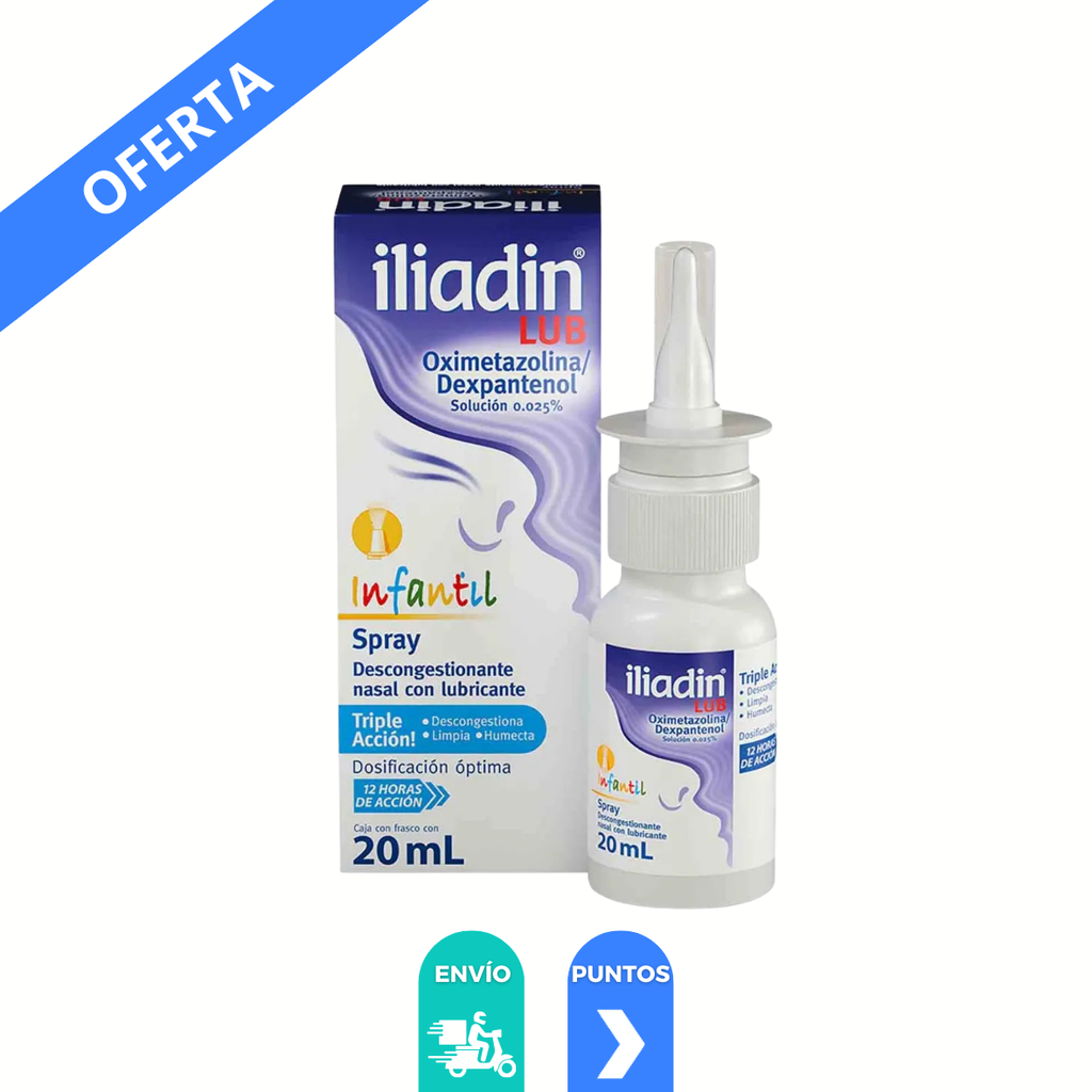 ILIADIN LUB INFANTIL SOL NASAL 0.025% SPRAY C/20 ML OXIMETAZOLINA DEXPANTHENOL LAB P&G