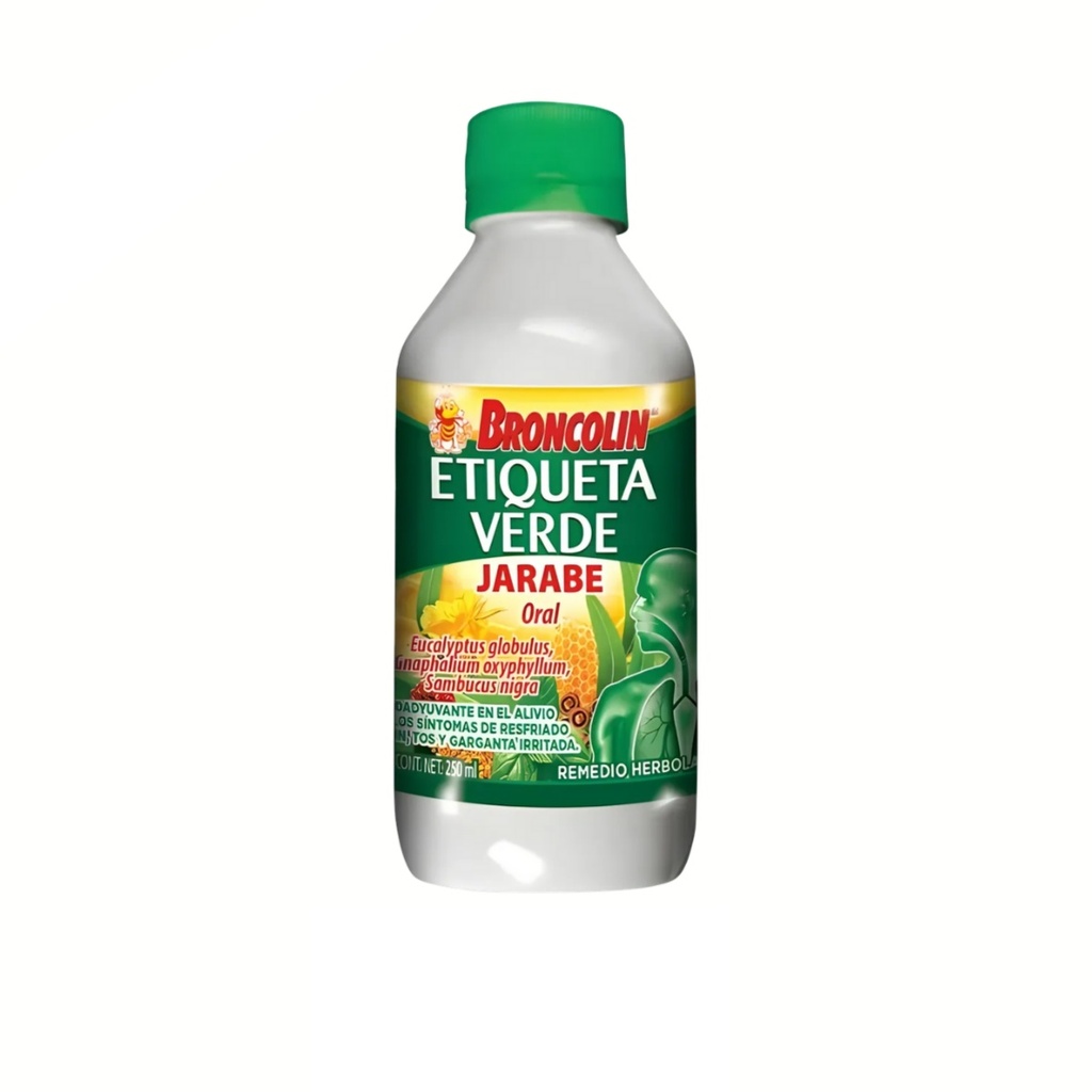 [4072] BRONCOLIN ETIQUETA VERDE JARABE 140 ML EUCALIPTO GORDOLOBO SAUCO LAB BRONCOLIN