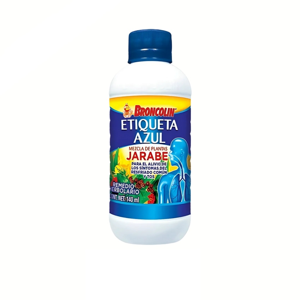 [4073] BRONCOLIN ETIQUETA AZUL JARABE 140 ML MENTOL EUCALIPTO GORDOLOBO SAUCO LAB BRONCOLIN