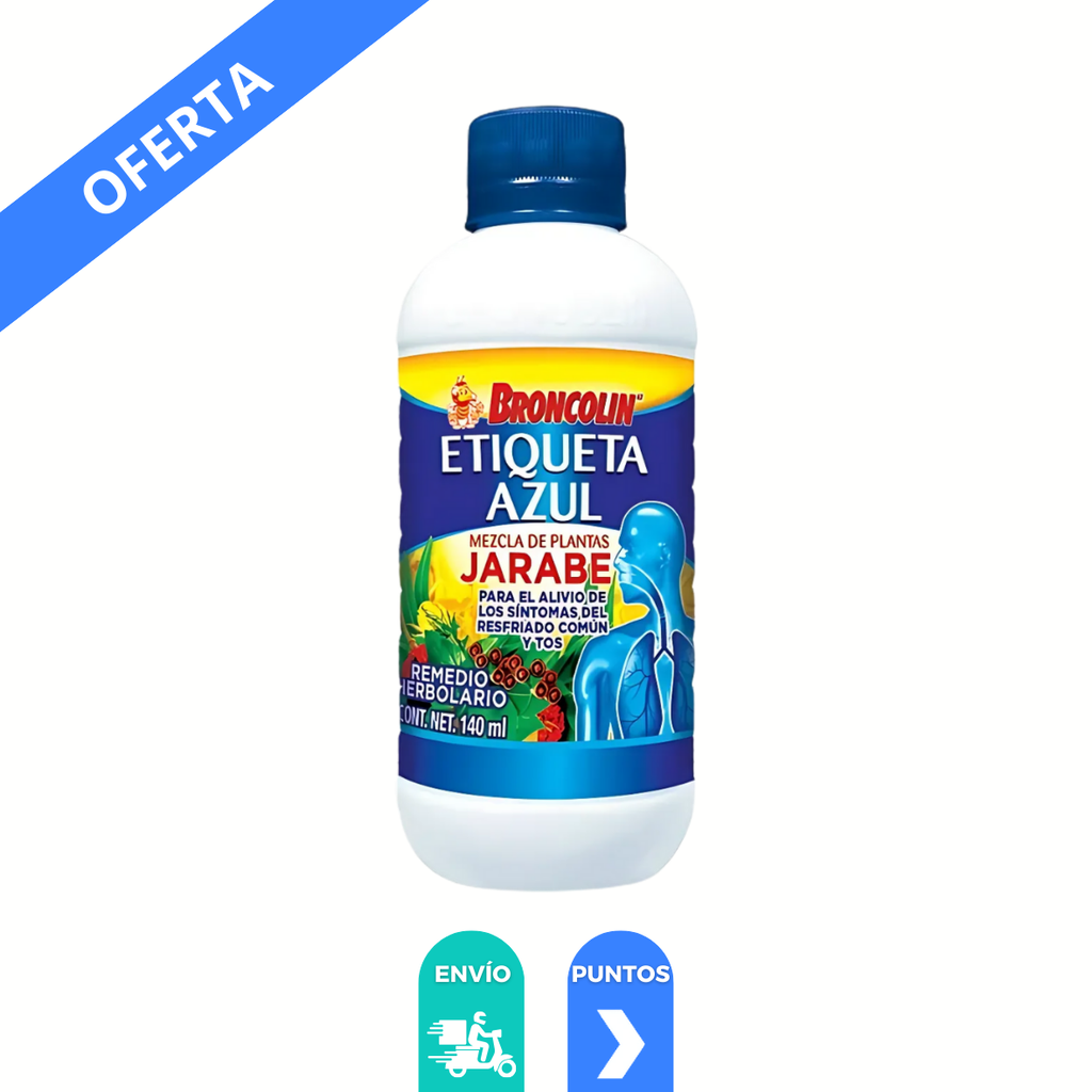 BRONCOLIN ETIQUETA AZUL JARABE 140 ML MENTOL EUCALIPTO GORDOLOBO SAUCO LAB BRONCOLIN