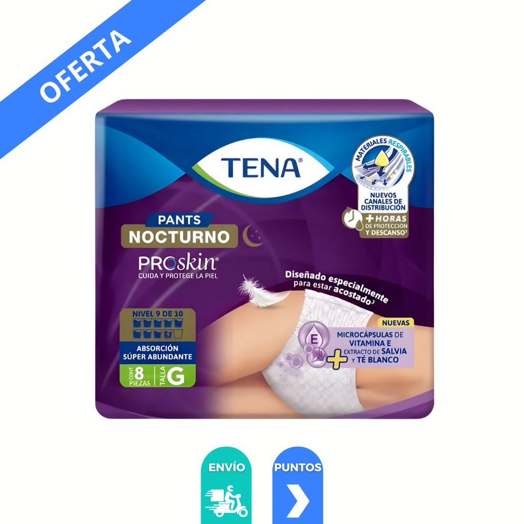 TENA PANTS NOCTURNO PROSKIN C/10 PZAS TALLA GRANDE ROPA INTERIOR DESECHABLE UNISEX LAB ESSITY