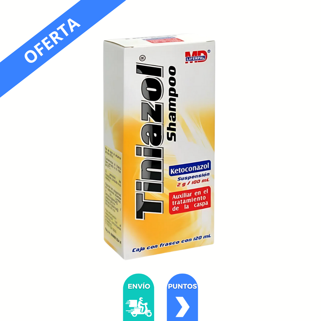 KETOCONAZOL SUSP 2 G/100 ML FCO C/120 ML TINIAZOL SHAMPOO AUXILIAR EN EL TRATAMIENTO DE CASPA LAB MD LIFERPAL
