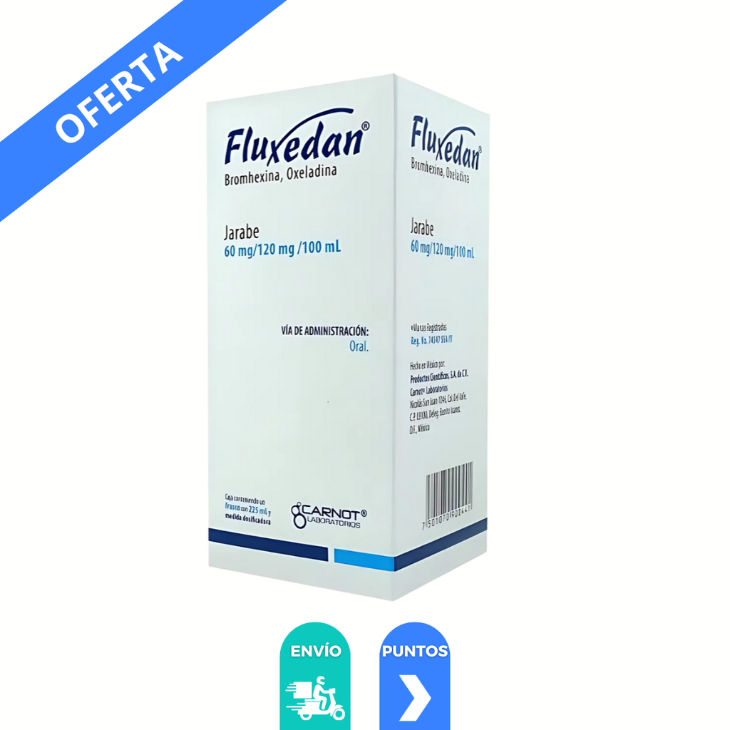 FLUXEDAN JARABE 60/120 MG/100 ML FCO C/225 ML BROMHEXINA OXELADINA LAB CARNOT