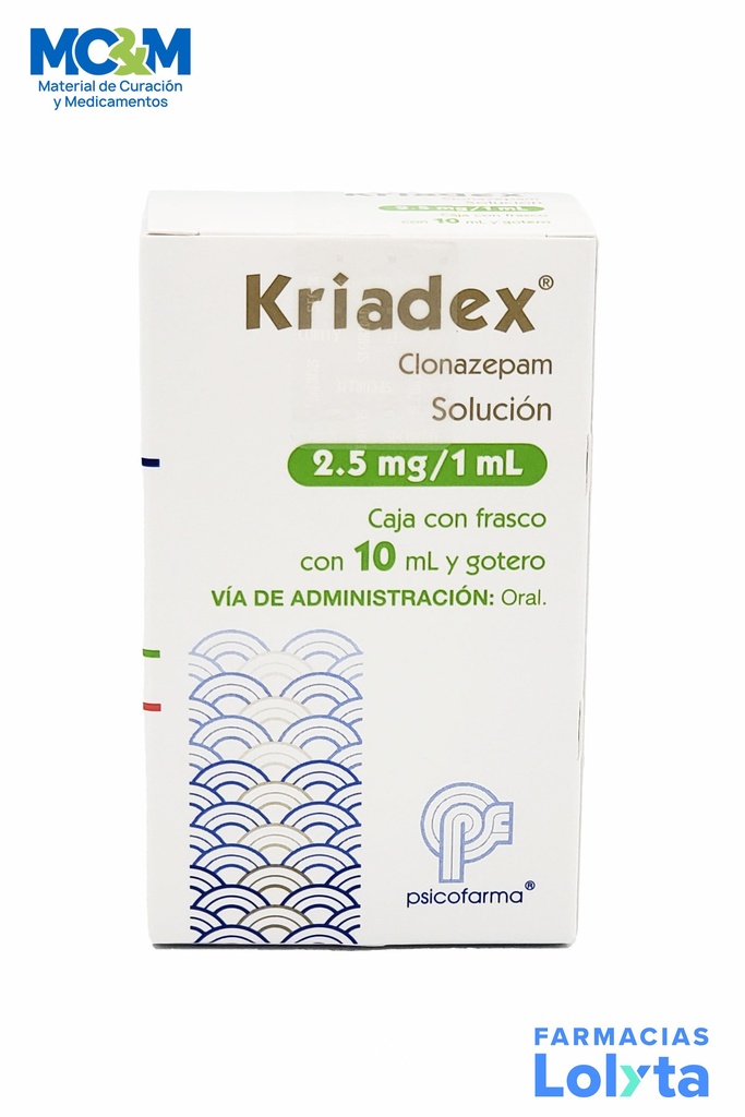 CLONAZEPAM SOL ORAL 2.5 MG/ML C/10 ML KRIADEX LAB PSICOFARMA GRUPO II