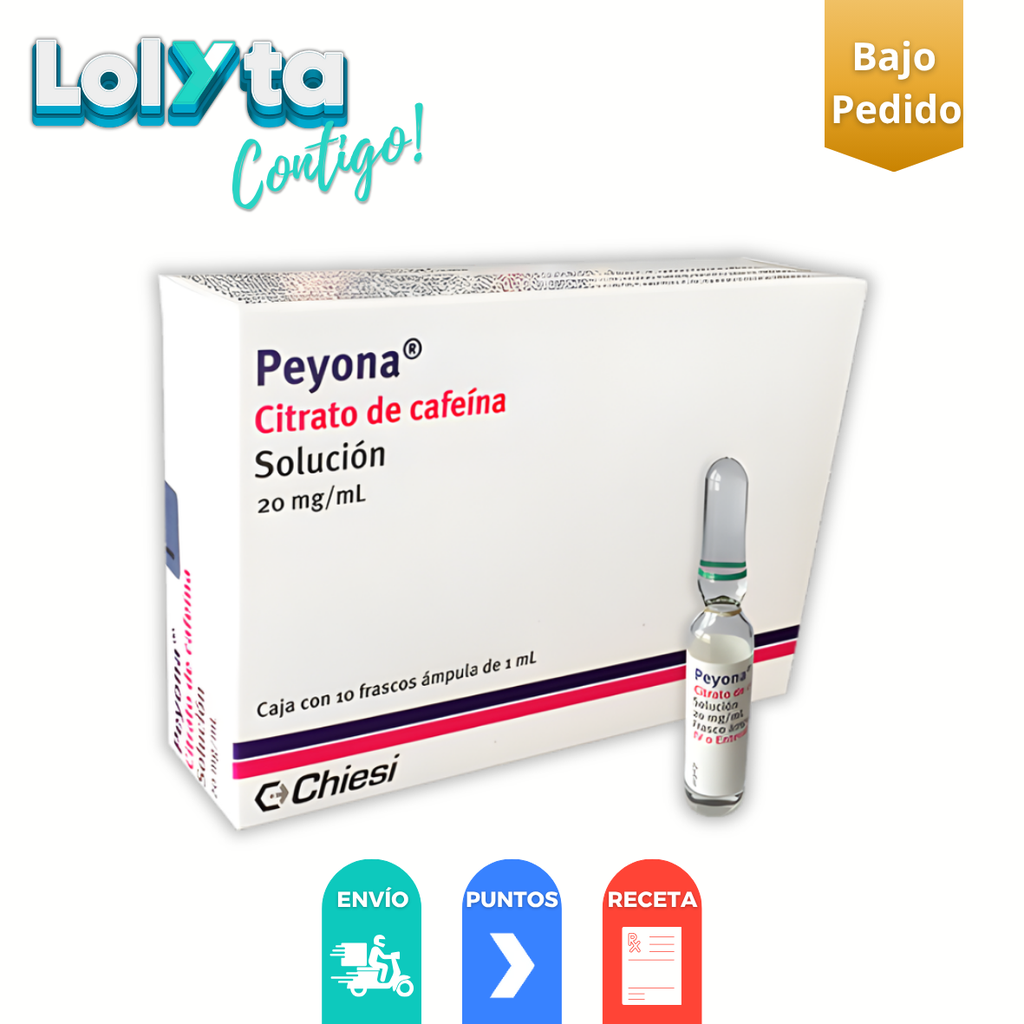 PEYONA SOL INY 20MG/ML CITRATO DE CAFEINA C/10 AMP LAB CHIESI