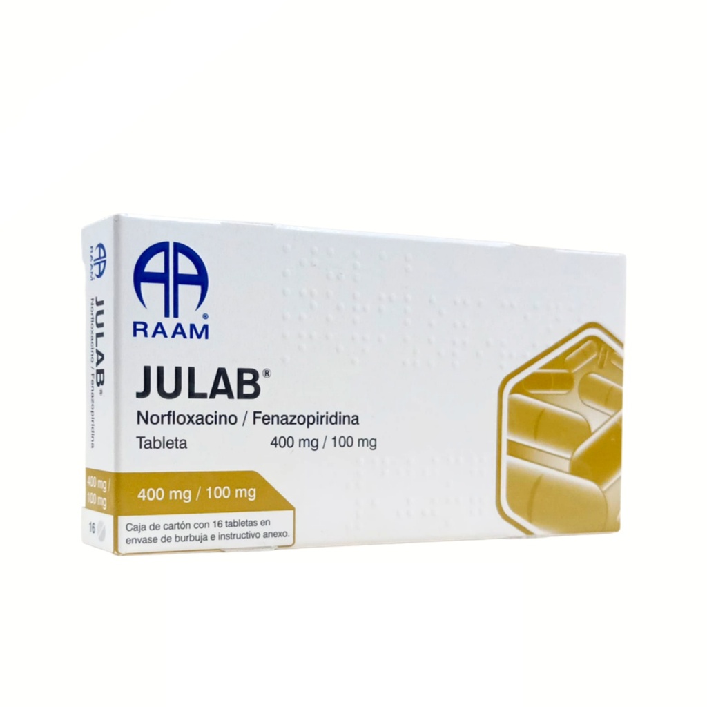 NORFLOXACINO FENAZOPIRIDINA 400/100 MG C/16 TAB JULAB LAB RAAM