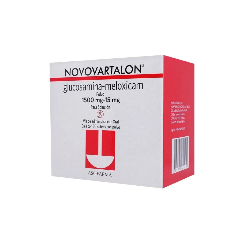 NOVOVARTALON POLVO 1500/15 MG C/30 SOBRES GLUCOSAMINA MELOXICAM LAB ASOFARMA