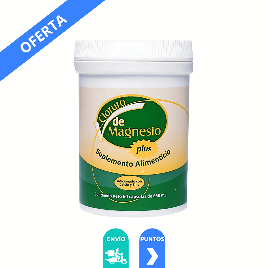 CLORURO DE MAGNESIO 650 MG C/60 CAP SUPLEMENTO ALIMENTICIO ADICIONADO CON CALCIO Y ZINC LAB COYOACAN QUIMICA