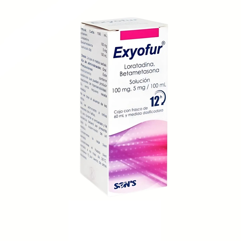 LORATADINA BETAMETASONA SOL ORAL100/5 MG/100 ML FCO C/60 ML EXYOFUR LAB SONS