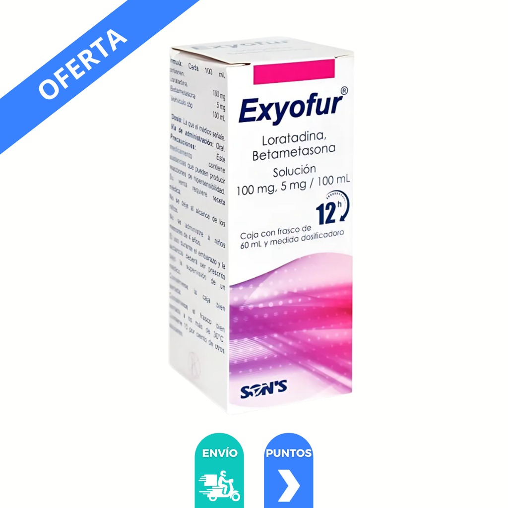 LORATADINA BETAMETASONA SOL ORAL100/5 MG/100 ML FCO C/60 ML EXYOFUR LAB SONS
