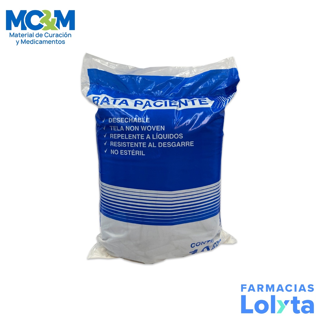 BATA PACIENTE ADULTO C/10 PZ MANGA CORTA NO ESTERIL COHMEDIC