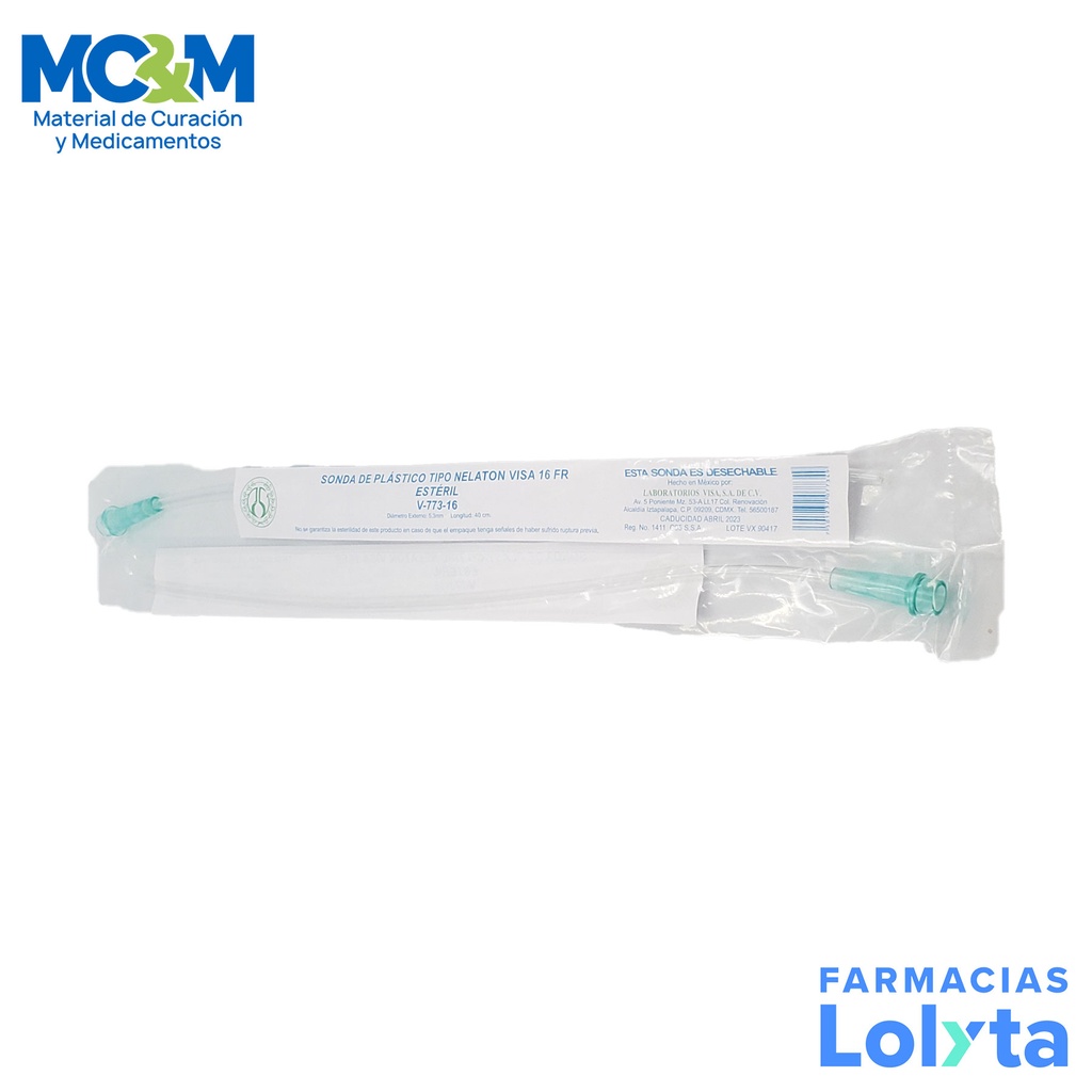 SONDA NELATON #16 FR TRANSPARENTE VISA V-773-16