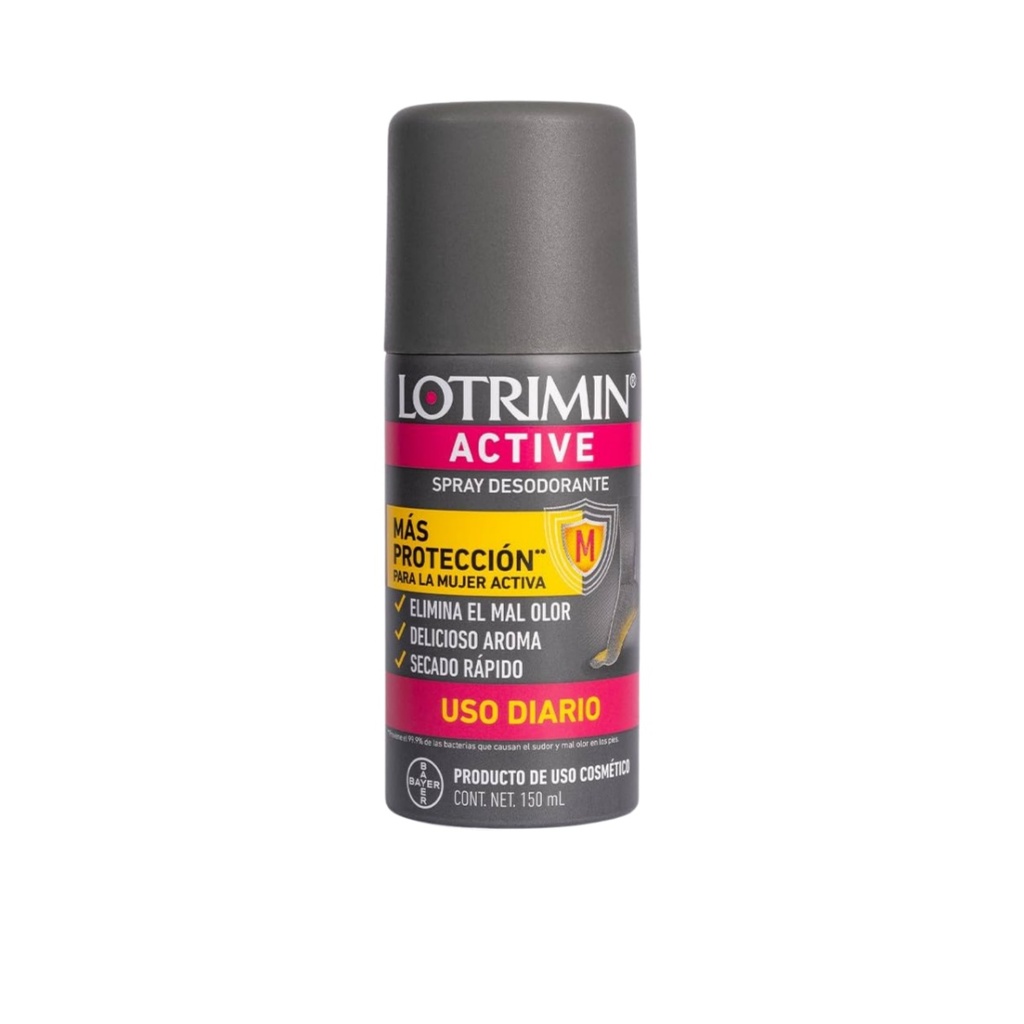 LOTRIMIN ACTIVE SPRAY DESODORANTE PARA PIES C/150 ML LAB BAYER