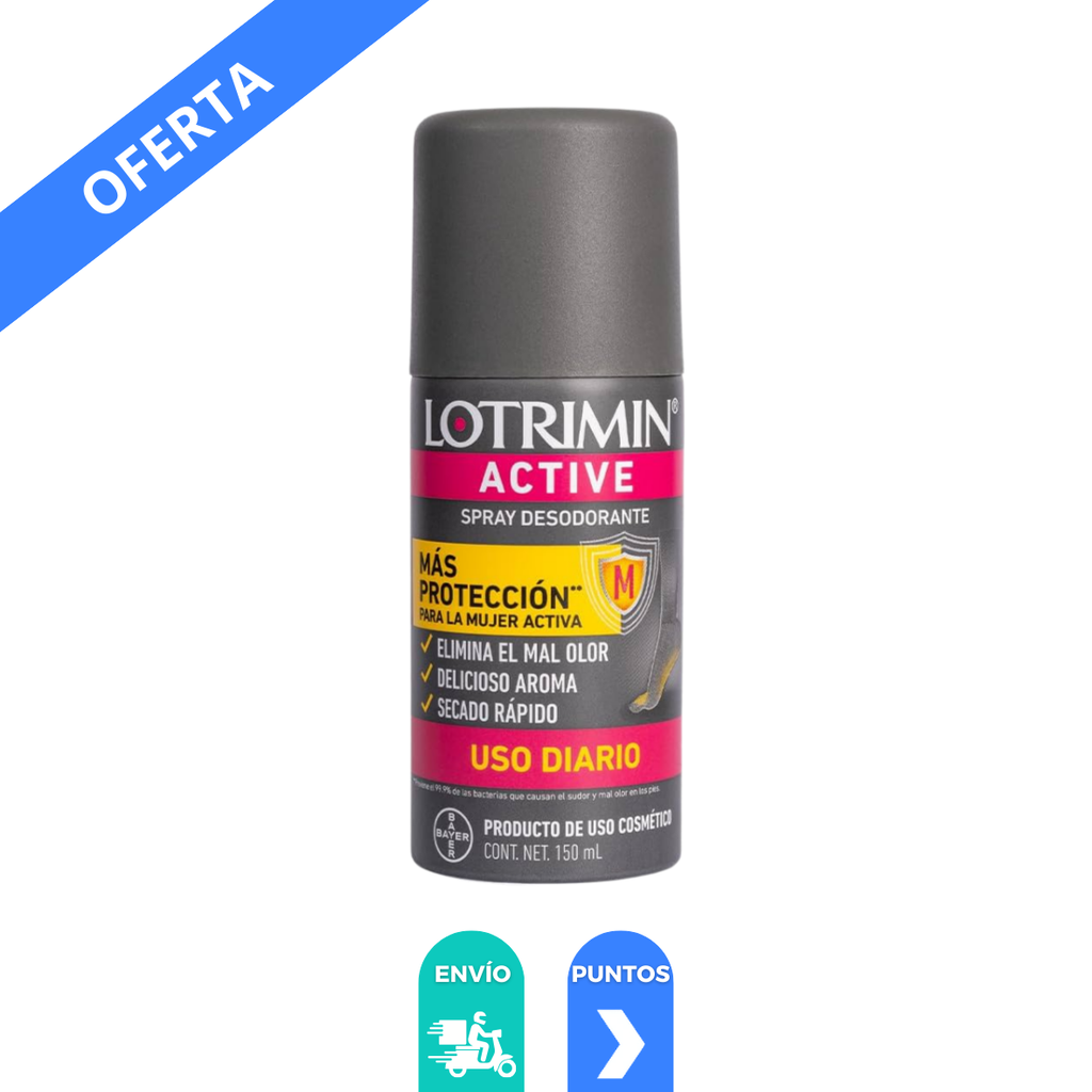 LOTRIMIN ACTIVE SPRAY DESODORANTE PARA PIES C/150 ML LAB BAYER