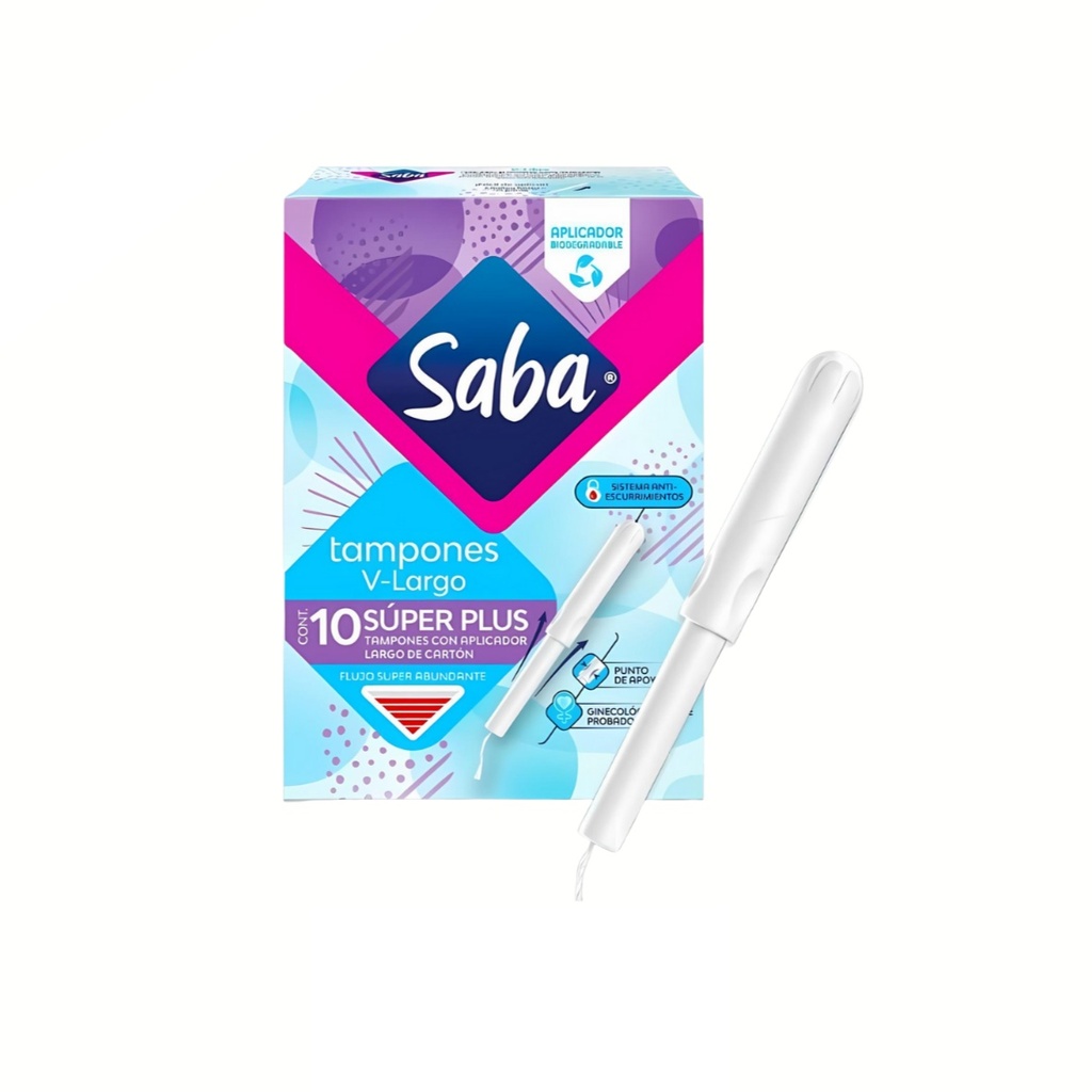 SABA V-LARGO SUPER PLUS FLUJO SUPER ABUNDANTE C/10 TAMPONES CON APLICADOR ESSITY